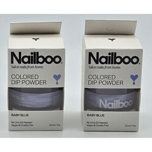 Nailboo Colored Dip Powder 2 Jars Baby Blue Acrylic Nail Manicure Kit New Gel